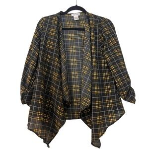 Plaid Open Front Cardigan
